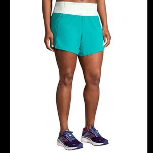 Brooks Women's Chaser 5" Running Workout Shorts with liner LARGE Nile Green E…